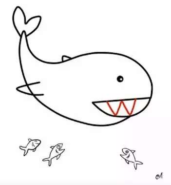 简笔画｜儿童简笔画，海里最凶猛的大白鲨的绘画步骤，建议收藏！